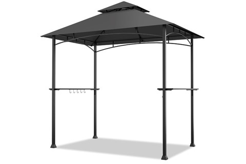 Grey BBQ Grill Gazebo with Double-Tier Vented Top