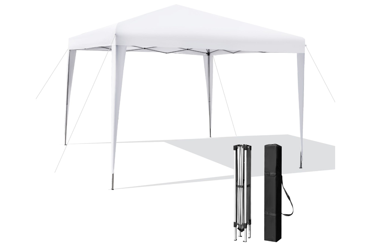 View White Outdoor Garden Pop Up Canopy Durable PowderCoated Steel Frame Top And Side Panels Can Prevent Sun And Rain Effectively information