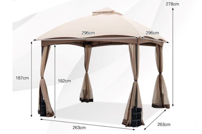 Adele Double-Vent Patio Gazebo with Privacy Netting