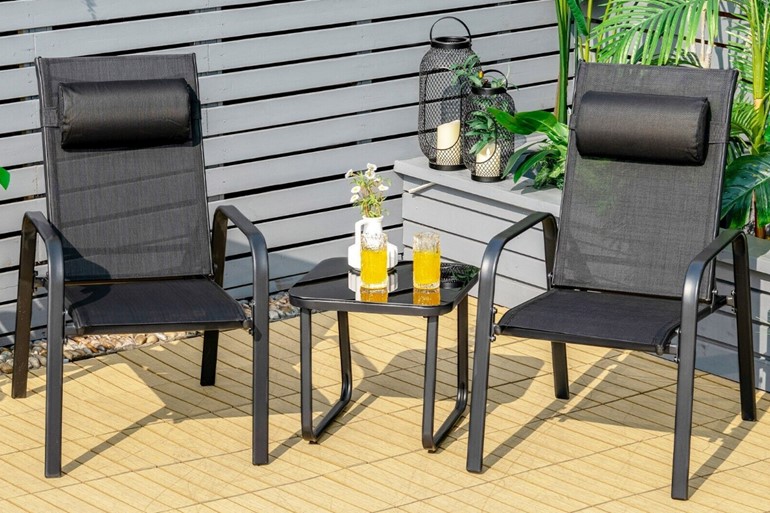 Dartmoor Patio Bistro Set With Coffee Table & 2 Stackable Chairs