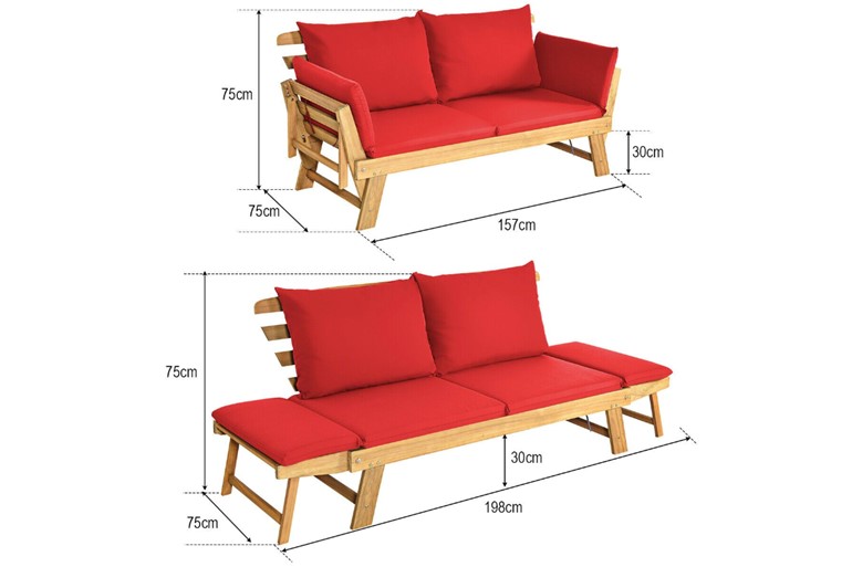 Taunton 3 in 1 Convertible Cushioned Loveseat Lounger Couch