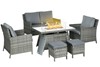 Cannes Outdoor PE Rattan Dining Set With Fire Pit Table