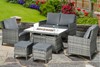 Cannes Outdoor PE Rattan Dining Set With Fire Pit Table