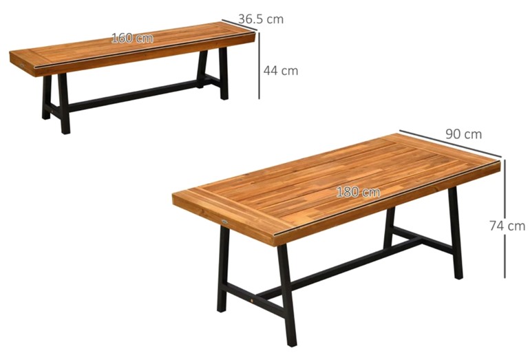 3-Piece Wooden Picnic Bench Set