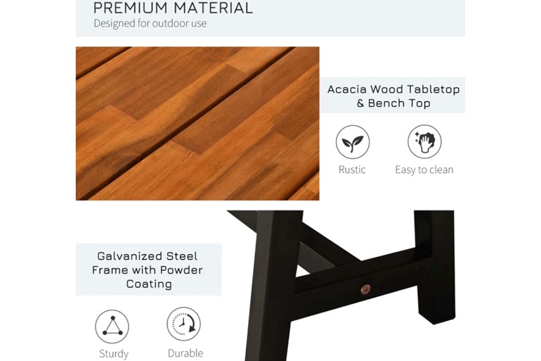 Woodrow 3-Piece Wooden Picnic Bench Set