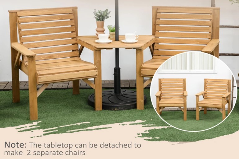 Wooden Garden Companion Set with Coffee Table