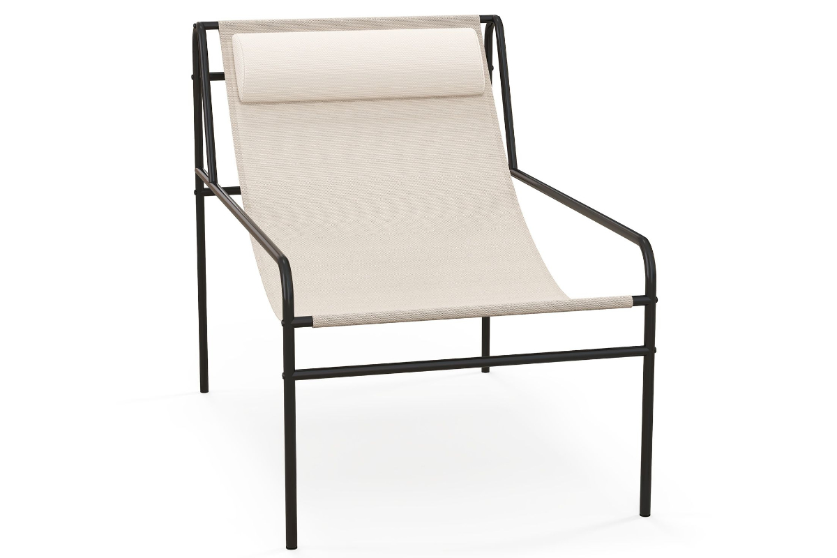 View Beige Outdoor Patio Lounge Chair With Removable Headrest Pillow AntiSlip Footpads Frame Can Support Up To 160kg information