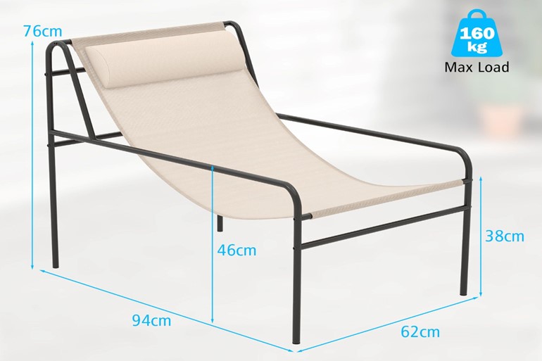 Patio Lounge Chair With Removable Headrest Pillow