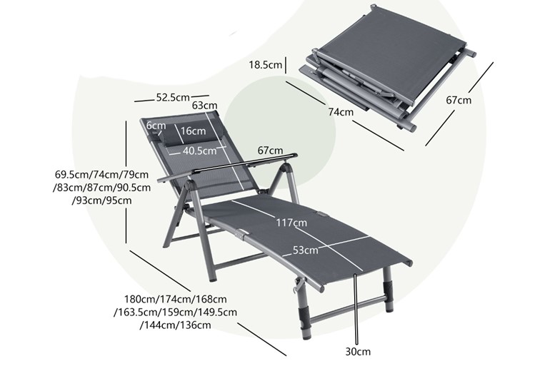 Outdoor Folding Lounge Chair with Adjustable Backrest