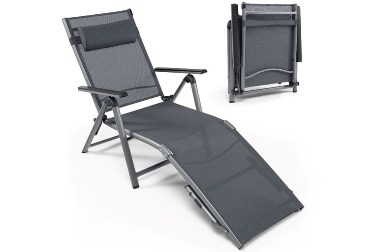 Outdoor Folding Lounge Chair with Adjustable Backrest