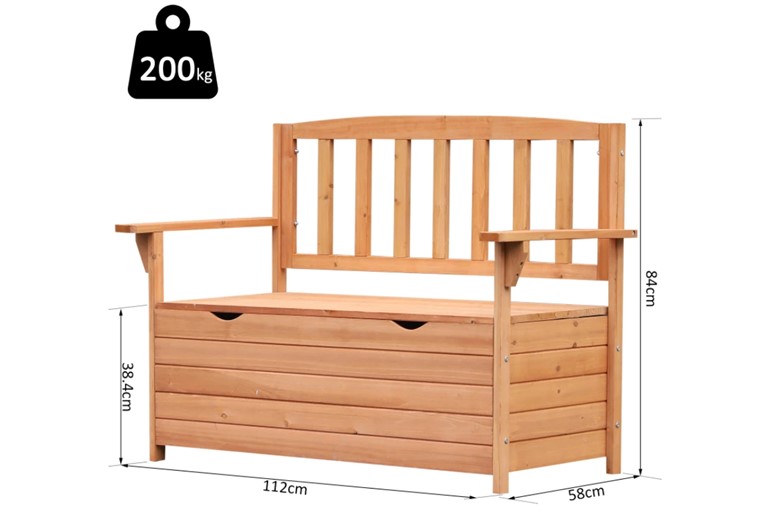 2-Seater Outdoor Wooden Storage Bench