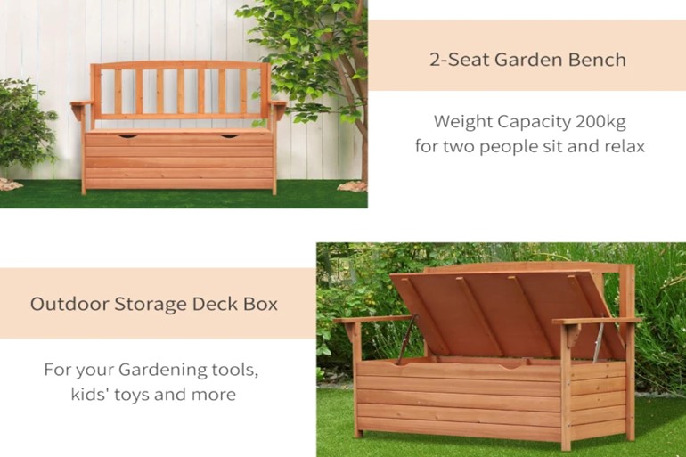 Radford 2-Seater Outdoor Wooden Storage Bench