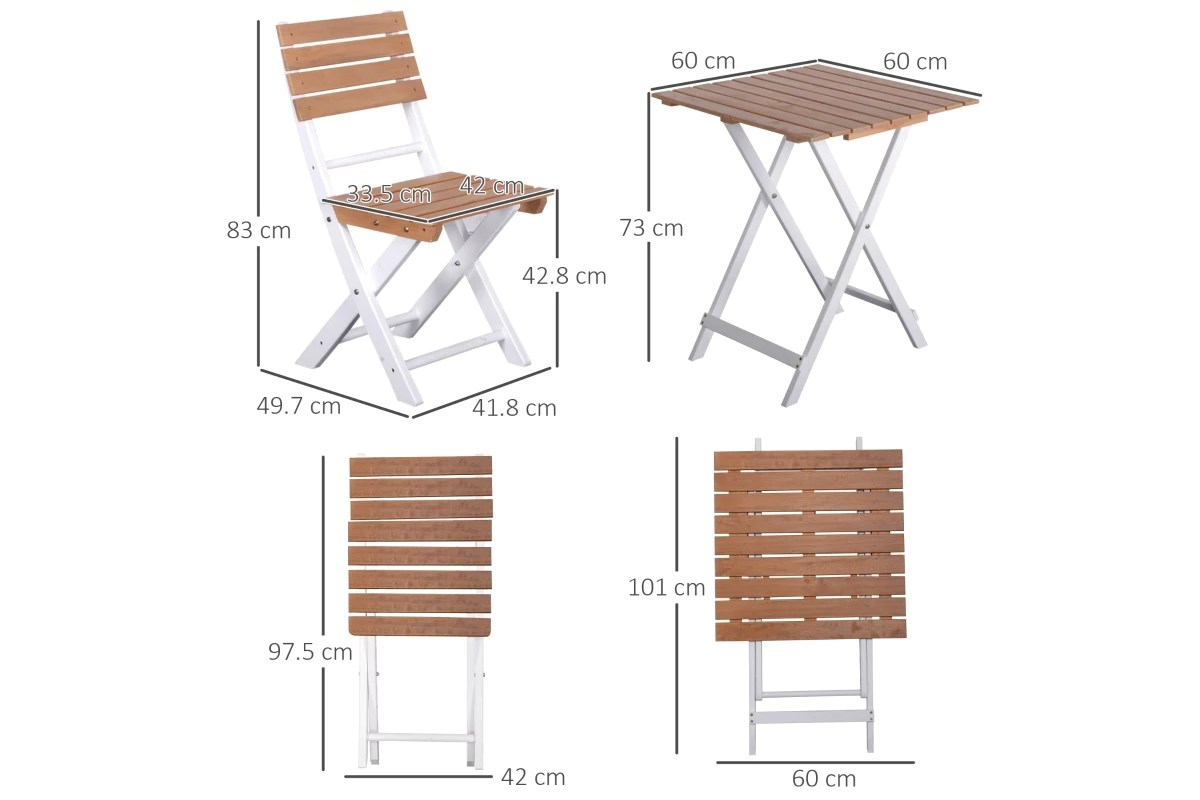 3Piece Garden Bistro Folding Outdoor Chairs and Table Set