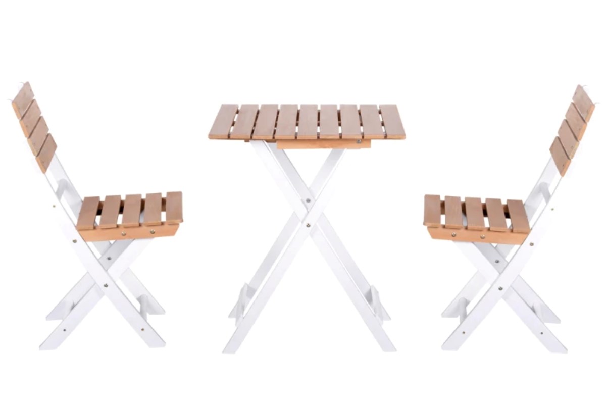 3Piece Garden Bistro Folding Outdoor Chairs and Table Set