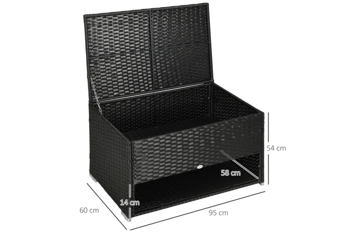 Whatley Black Rattan Outdoor Storage Box With Shoe Storage Layer