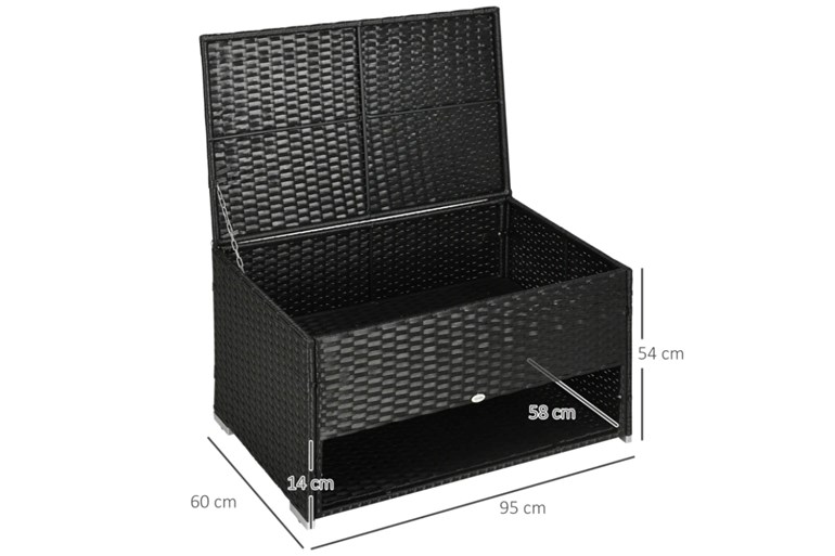 Whatley Black Rattan Storage Box With Shoe Rack