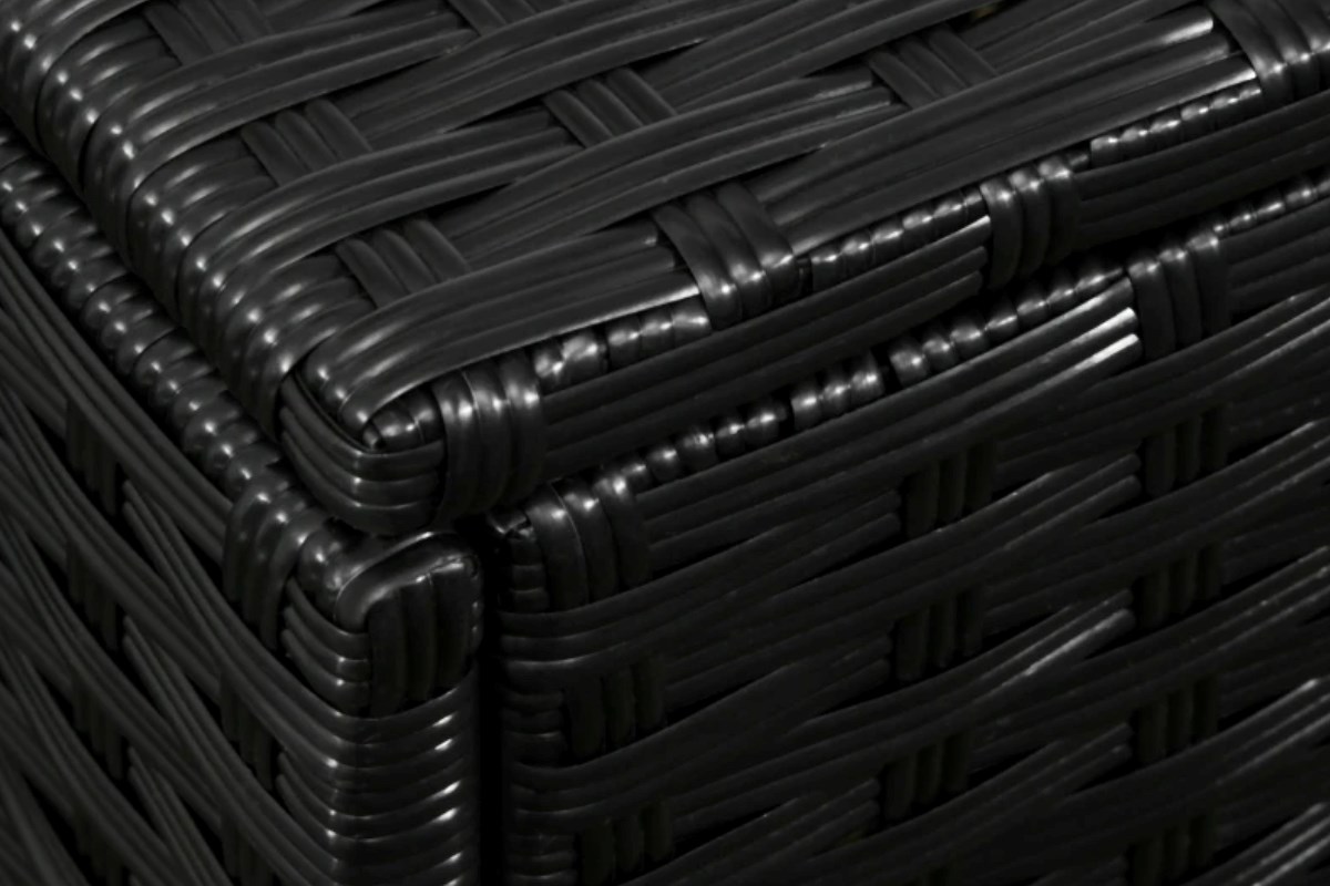 Whatley Black Rattan Outdoor Storage Box With Shoe Storage Layer
