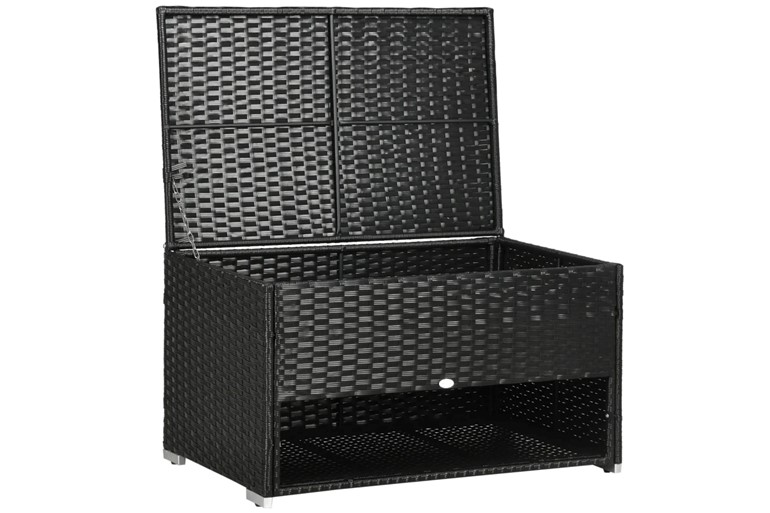 Whatley Black Rattan Storage Box With Shoe Rack