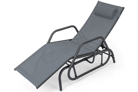 Outdoor Lounge Glider Chair with Armrests and Pillow