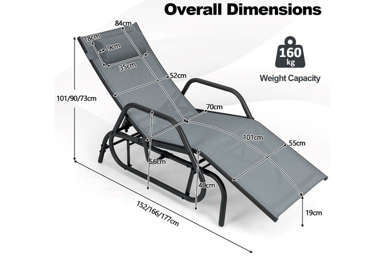 Falmouth Outdoor Lounge Glider Chair With Armrests And Pillow