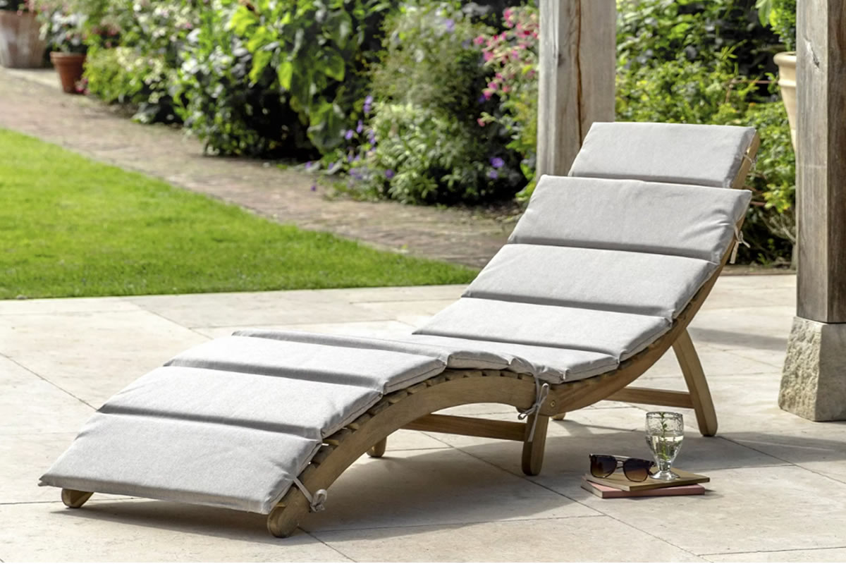 View Ammos Wooden Foldaway Outdoor Sunlounger Tie On Padded Cushions With Zipped Removable Covers Arcacia Timber Frame Easy Carry Strap information
