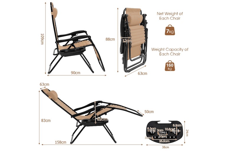 Folding Patio Recliner with Removable Headrest