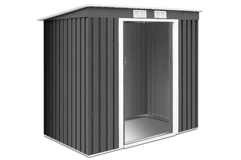 Byron Outdoor Metal Garden Storage Shed With Sloping Roof