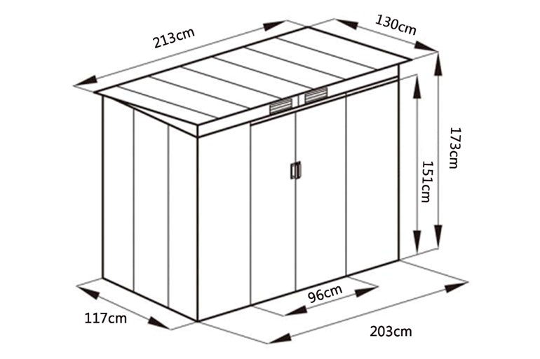 Byron Outdoor Metal Garden Storage Shed With Sloping Roof