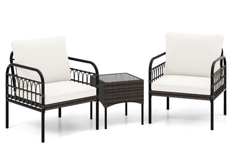 Rattan Furniture Set With Tempered Glass Coffee Table