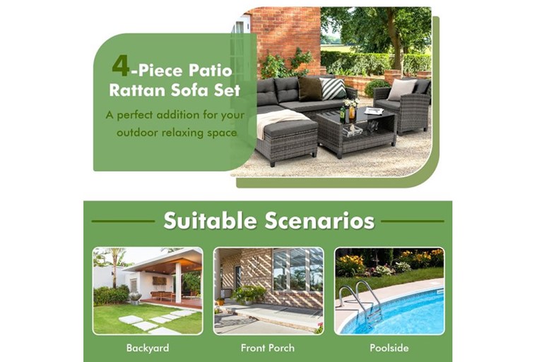 Texas Rattan Patio Sofa Set