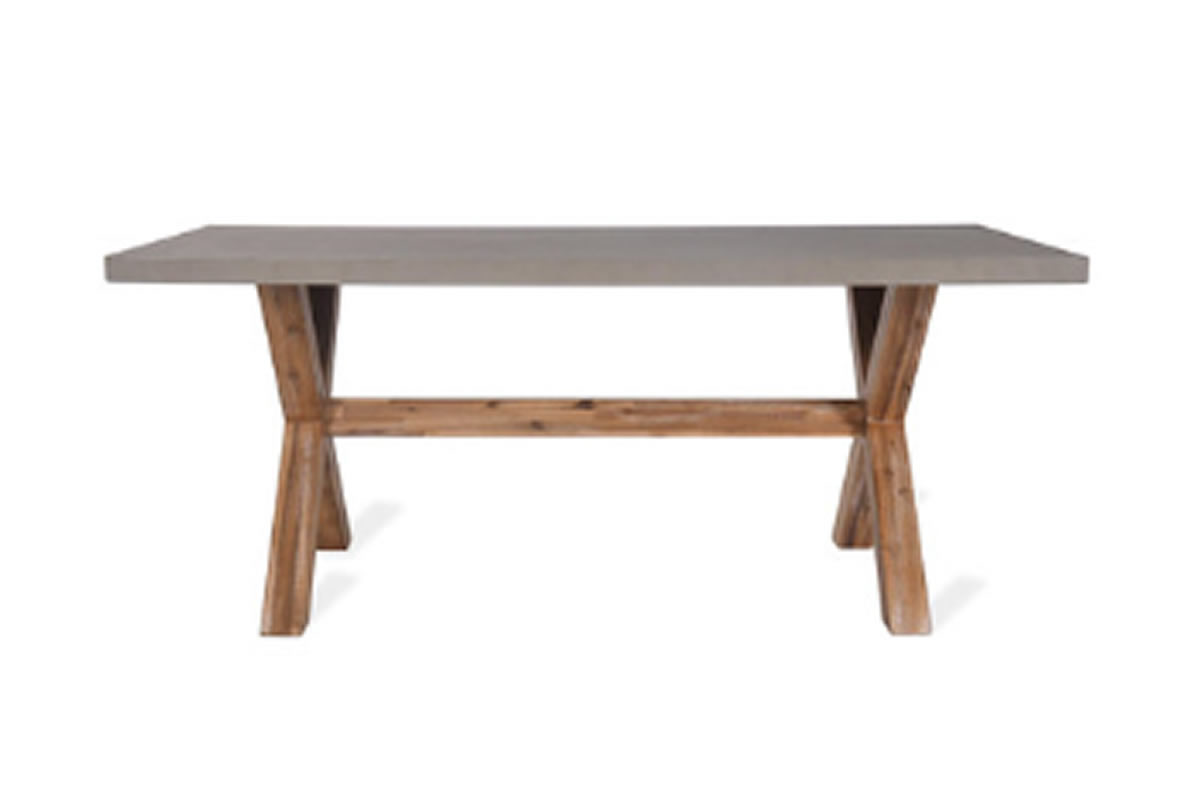 View Burford Small Dining Table With Natural Polystone Table Top Solid Acacia Wood Legs Suitable For Indoor Or Outdoor Use CrissCross Leg Design information