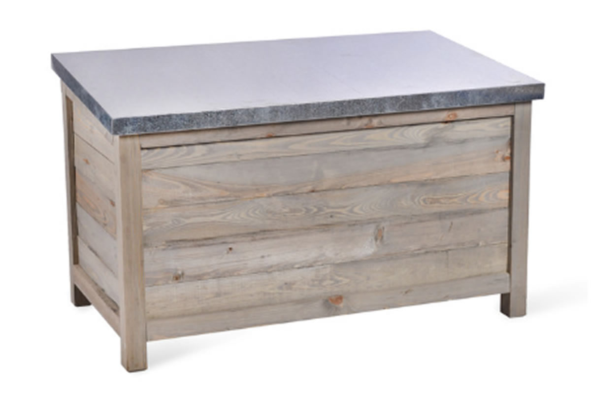 View Aldsworth Large Outdoor Storage Box Constructed From Durable Spruce Wood With A Grey Water Stain Finish Slanted Galvanized Sheet Metal Lid information