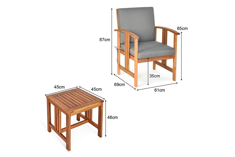 Moraine Wooden Outdoor Bistro Set