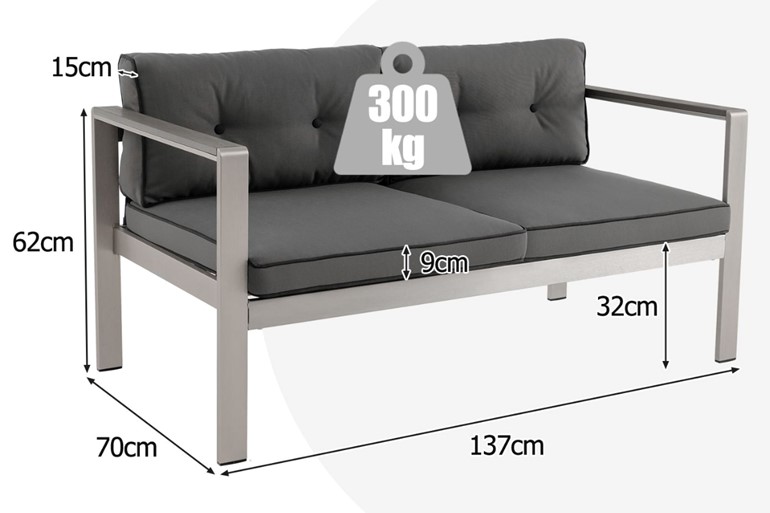 Marwell Metal 2-Seater Sofa