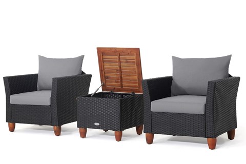 Bonneveine Wicker Patio Set - Grey Cushions 