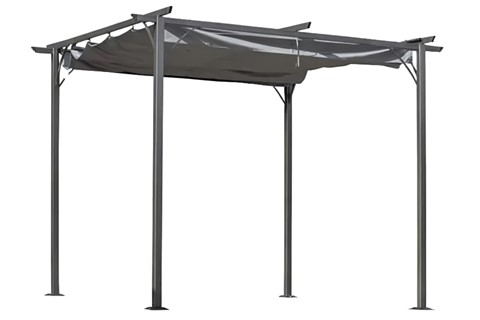 Paxford Retractable Canopy Metal Pergola - Grey & Black 