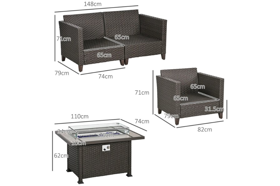 Lira Rattan Firepit Set