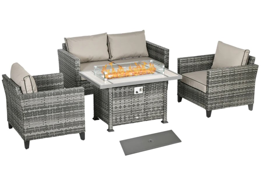 Lira Rattan Firepit Set