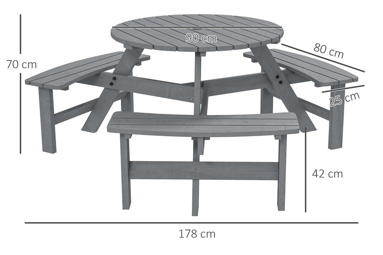 Willow Wooden Picnic Bench