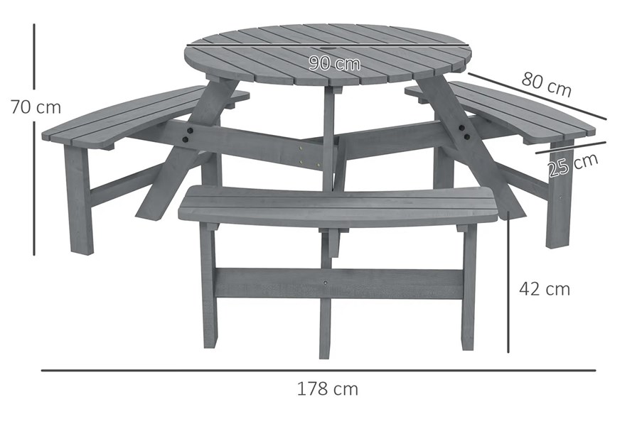 Willow Wooden Picnic Bench