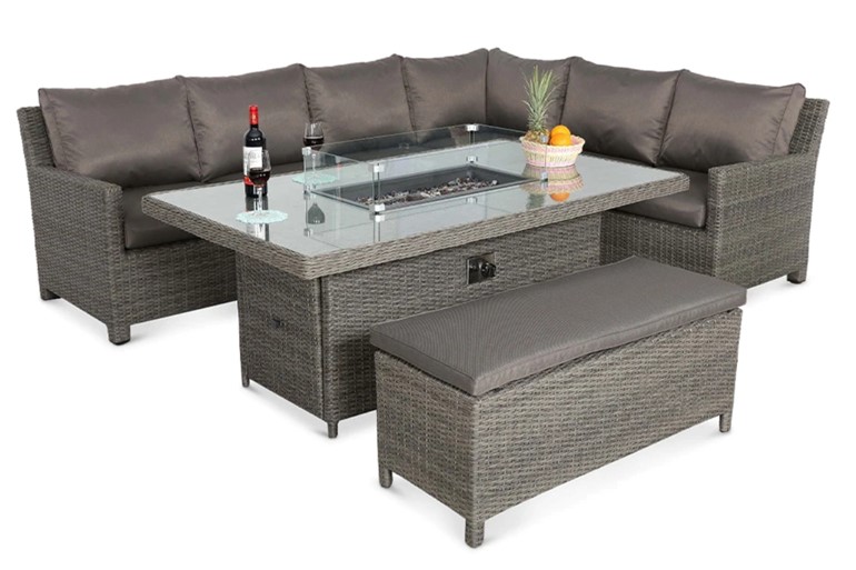 Paris Deluxe Modular Corner Fire Pit Dining Set