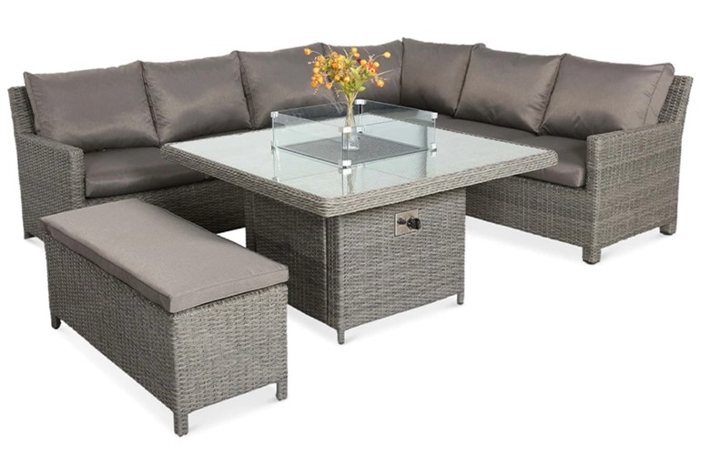 Paris Deluxe Modular Corner Fire Pit Dining Set