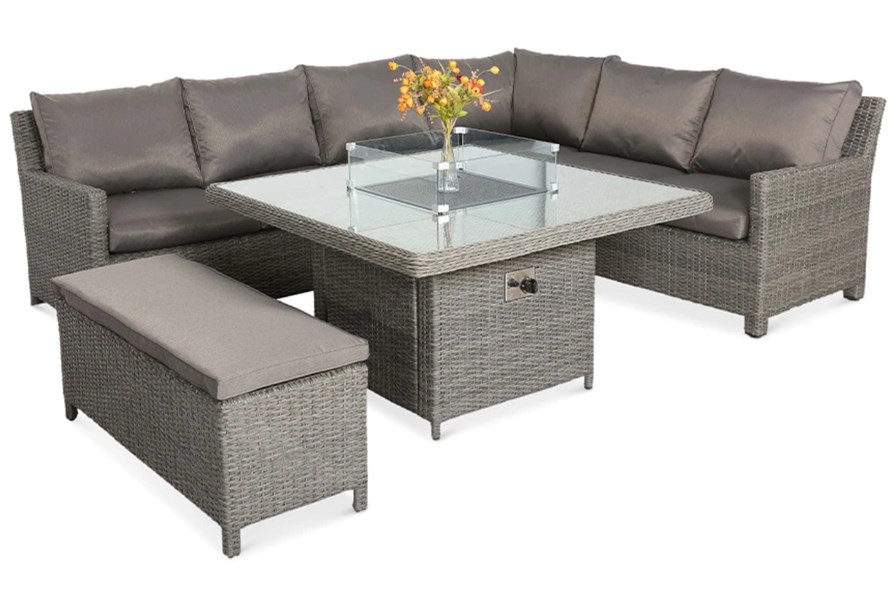 Paris Deluxe Modular Corner Fire Pit Dining Set