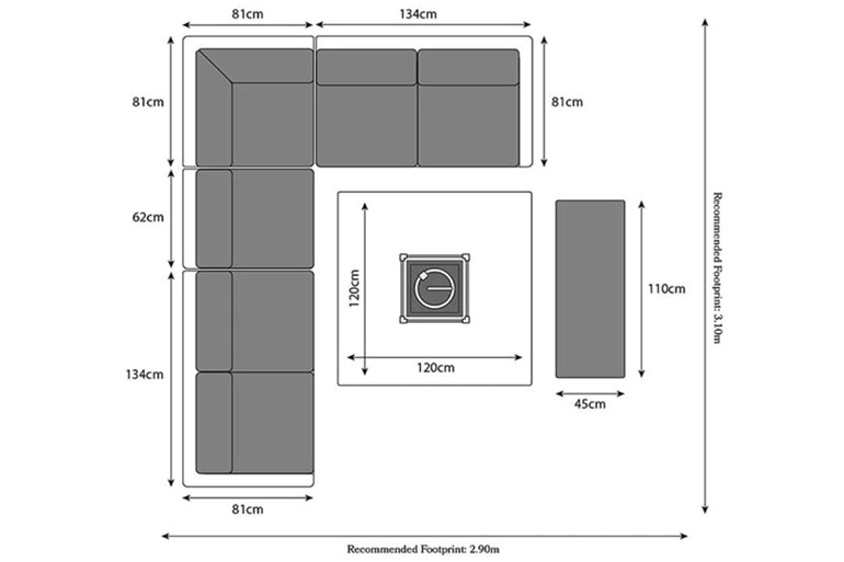 Paris Deluxe Modular Corner Fire Pit Dining Set