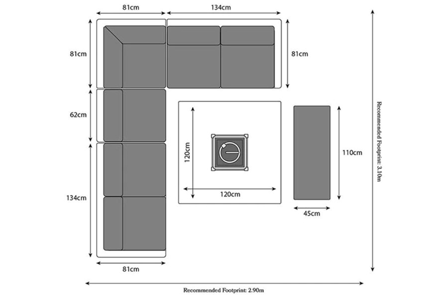 Paris Deluxe Modular Corner Fire Pit Dining Set