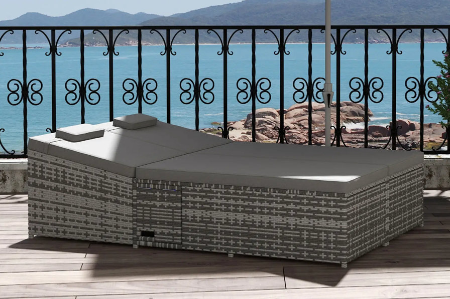 Pinch or double click to zoom Dubai Rattan Double Sun Lounger