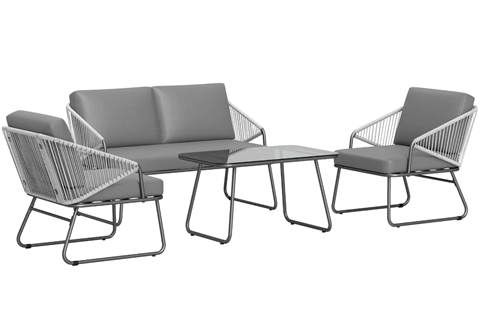Talia Grey 4-Seater Sofa Set