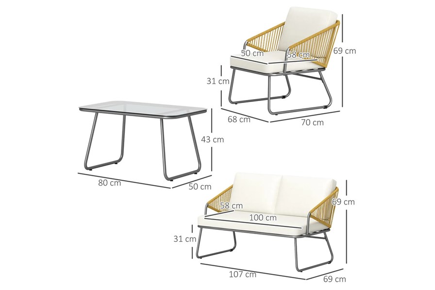 Talia 4-Seater Sofa Set