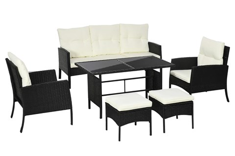 Arla Black Rattan Sofa Set