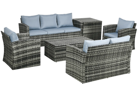 Alma Dark Grey Rattan Sofa Set